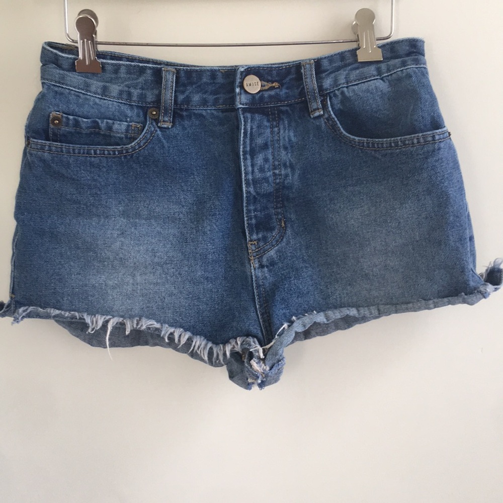 Amuse Society medium wash denim cutoffs